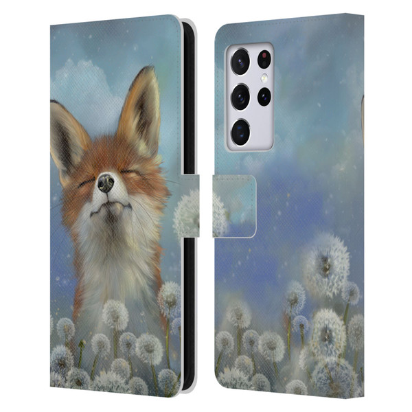 Ash Evans Animals Dandelion Fox Leather Book Wallet Case Cover For Samsung Galaxy S21 Ultra 5G