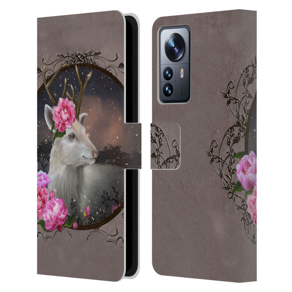 Ash Evans Animals White Deer Leather Book Wallet Case Cover For Xiaomi 12 Pro