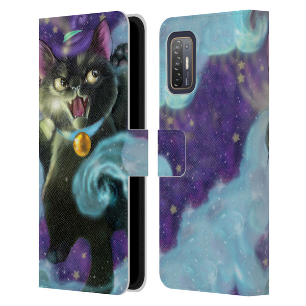 Ash Evans Black Cats Poof! Leather Book Wallet Case Cover For HTC Desire 21 Pro 5G