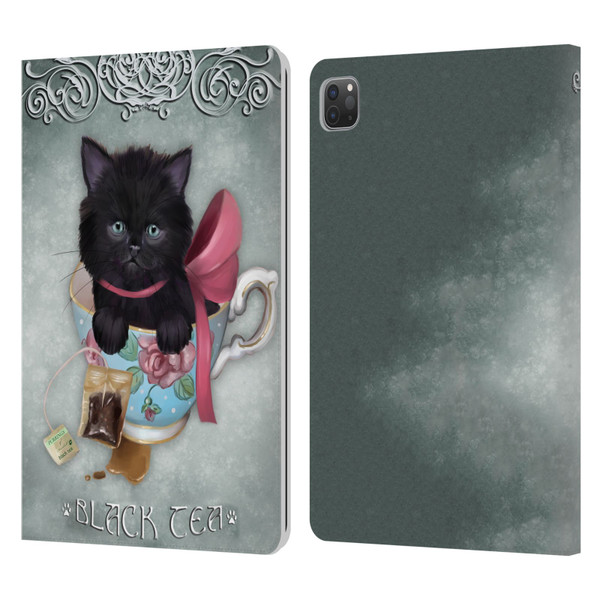 Ash Evans Black Cats Tea Leather Book Wallet Case Cover For Apple iPad Pro 11 2020 / 2021 / 2022