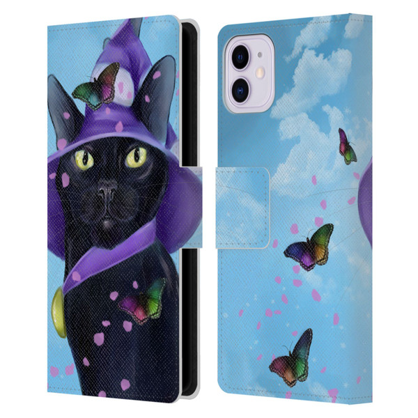 Ash Evans Black Cats Butterfly Sky Leather Book Wallet Case Cover For Apple iPhone 11
