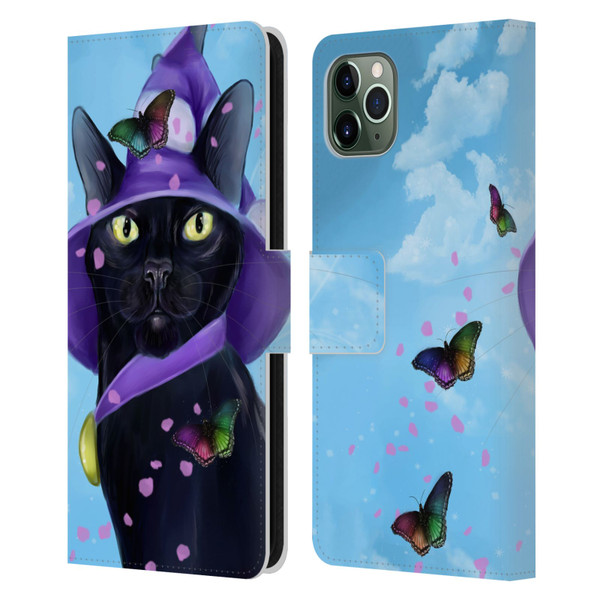 Ash Evans Black Cats Butterfly Sky Leather Book Wallet Case Cover For Apple iPhone 11 Pro Max