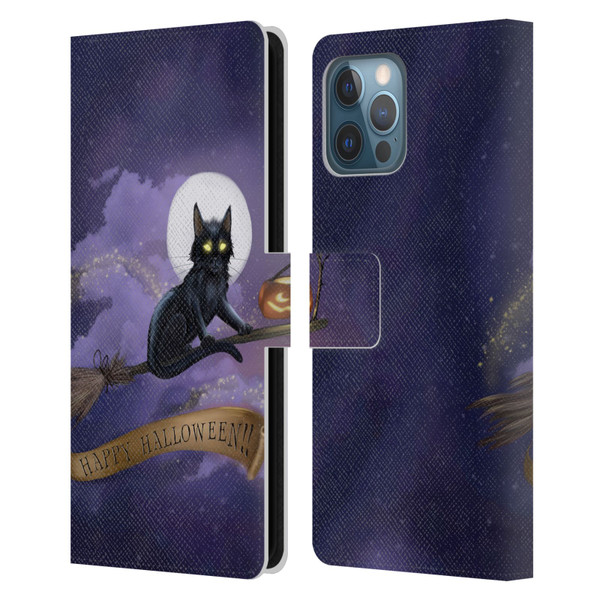 Ash Evans Black Cats Happy Halloween Leather Book Wallet Case Cover For Apple iPhone 12 Pro Max