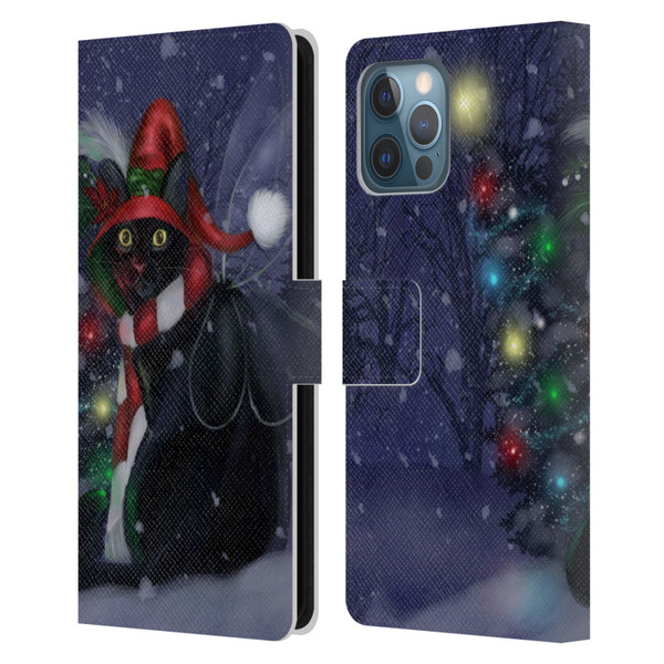 Ash Evans Black Cats Yuletide Cheer Leather Book Wallet Case Cover For Apple iPhone 12 Pro Max