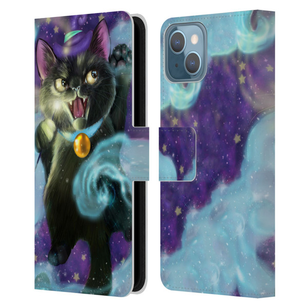 Ash Evans Black Cats Poof! Leather Book Wallet Case Cover For Apple iPhone 13