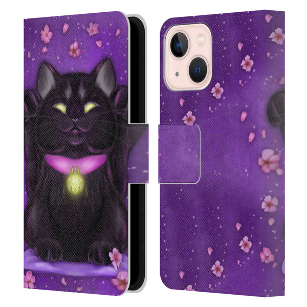 Ash Evans Black Cats Lucky Leather Book Wallet Case Cover For Apple iPhone 13 Mini