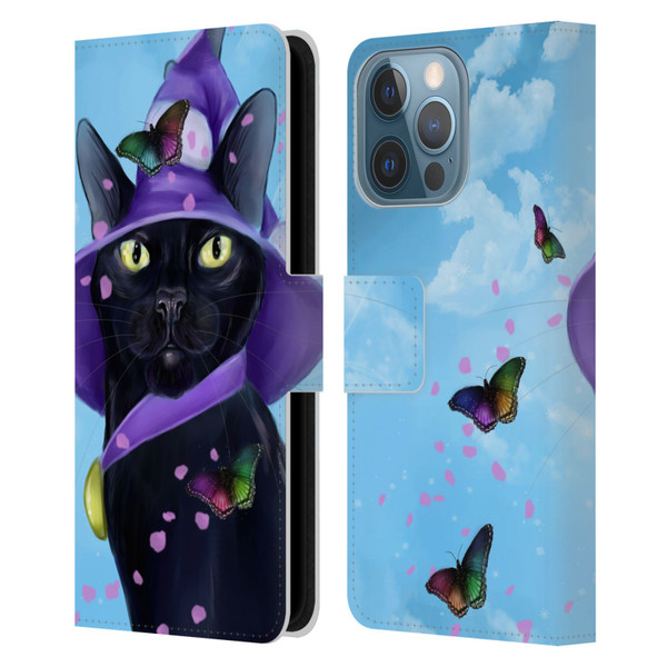 Ash Evans Black Cats Butterfly Sky Leather Book Wallet Case Cover For Apple iPhone 13 Pro