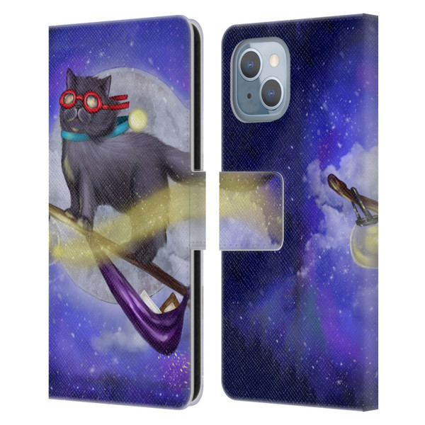 Ash Evans Black Cats Fly By Leather Book Wallet Case Cover For Apple iPhone 14