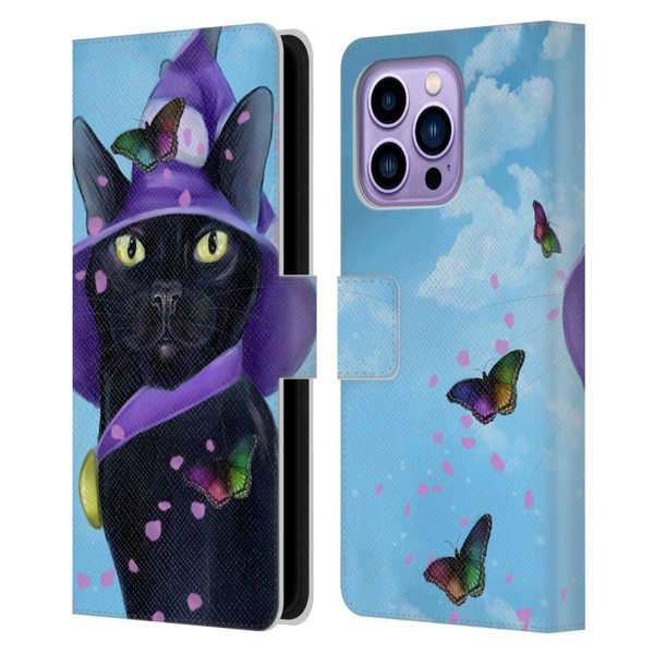 Ash Evans Black Cats Butterfly Sky Leather Book Wallet Case Cover For Apple iPhone 14 Pro Max