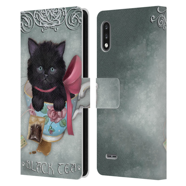 Ash Evans Black Cats Tea Leather Book Wallet Case Cover For LG K22