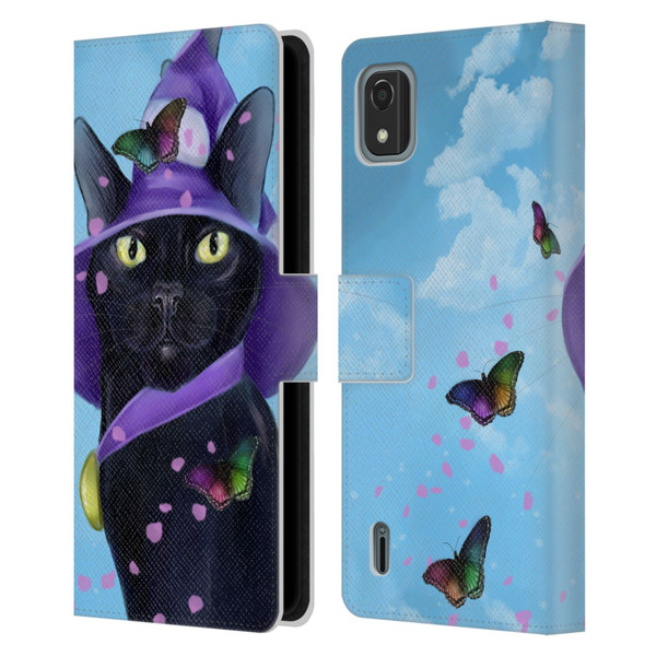 Ash Evans Black Cats Butterfly Sky Leather Book Wallet Case Cover For Nokia C2 2nd Edition