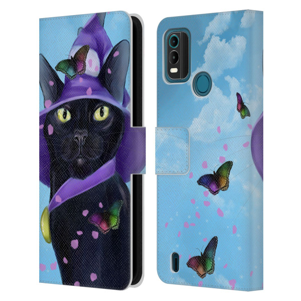 Ash Evans Black Cats Butterfly Sky Leather Book Wallet Case Cover For Nokia G11 Plus