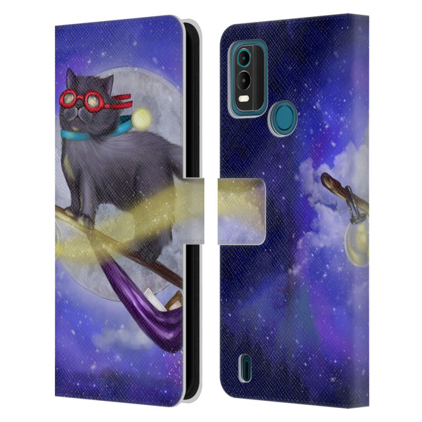 Ash Evans Black Cats Fly By Leather Book Wallet Case Cover For Nokia G11 Plus