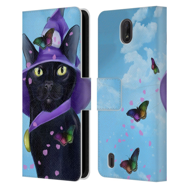 Ash Evans Black Cats Butterfly Sky Leather Book Wallet Case Cover For Nokia C01 Plus/C1 2nd Edition