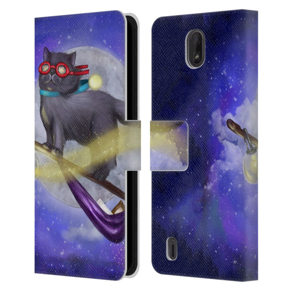 Ash Evans Black Cats Fly By Leather Book Wallet Case Cover For Nokia C01 Plus/C1 2nd Edition