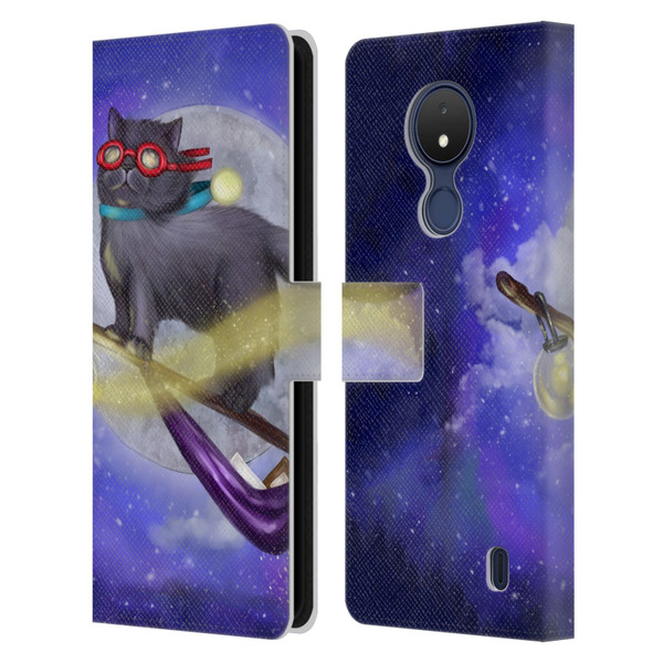Ash Evans Black Cats Fly By Leather Book Wallet Case Cover For Nokia C21