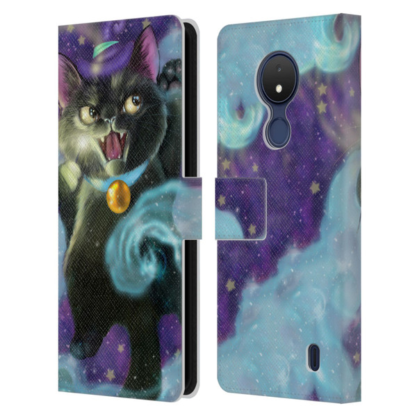Ash Evans Black Cats Poof! Leather Book Wallet Case Cover For Nokia C21