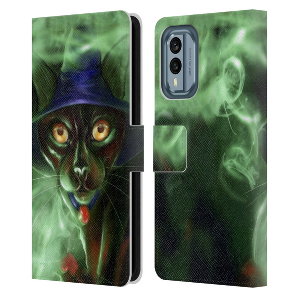 Ash Evans Black Cats Conjuring Magic Leather Book Wallet Case Cover For Nokia X30