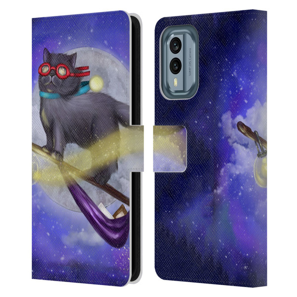Ash Evans Black Cats Fly By Leather Book Wallet Case Cover For Nokia X30