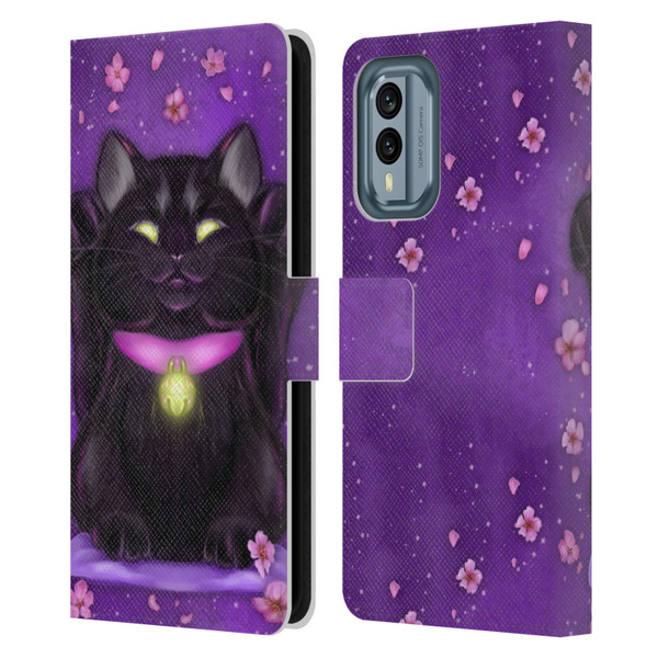 Ash Evans Black Cats Lucky Leather Book Wallet Case Cover For Nokia X30