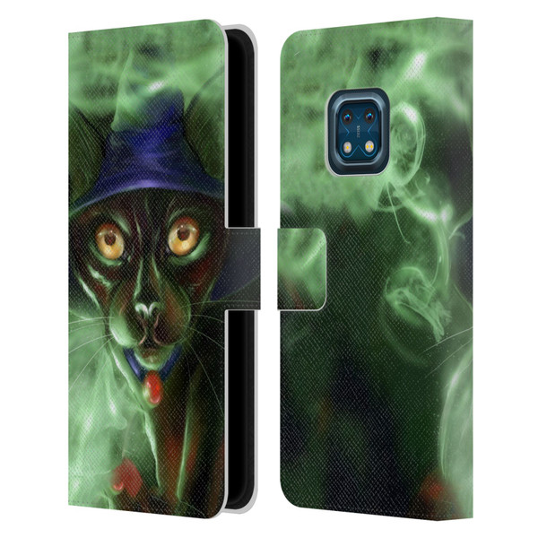 Ash Evans Black Cats Conjuring Magic Leather Book Wallet Case Cover For Nokia XR20