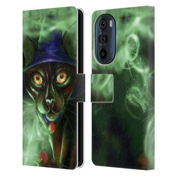 Ash Evans Black Cats Conjuring Magic Leather Book Wallet Case Cover For Motorola Edge 30