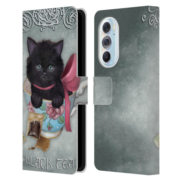 Ash Evans Black Cats Tea Leather Book Wallet Case Cover For Motorola Edge X30
