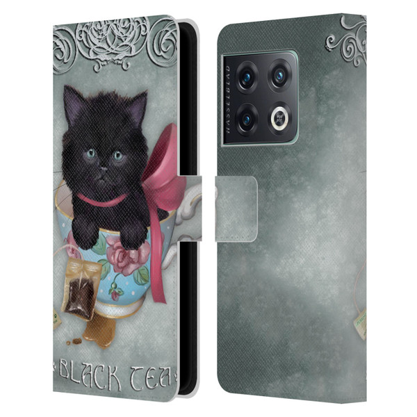 Ash Evans Black Cats Tea Leather Book Wallet Case Cover For OnePlus 10 Pro