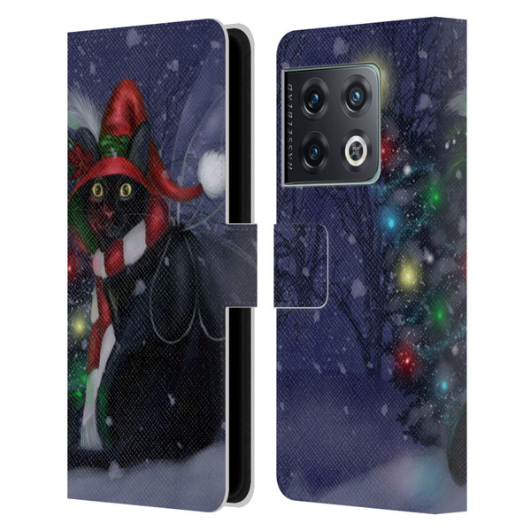 Ash Evans Black Cats Yuletide Cheer Leather Book Wallet Case Cover For OnePlus 10 Pro
