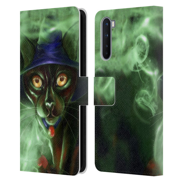 Ash Evans Black Cats Conjuring Magic Leather Book Wallet Case Cover For OnePlus Nord 5G