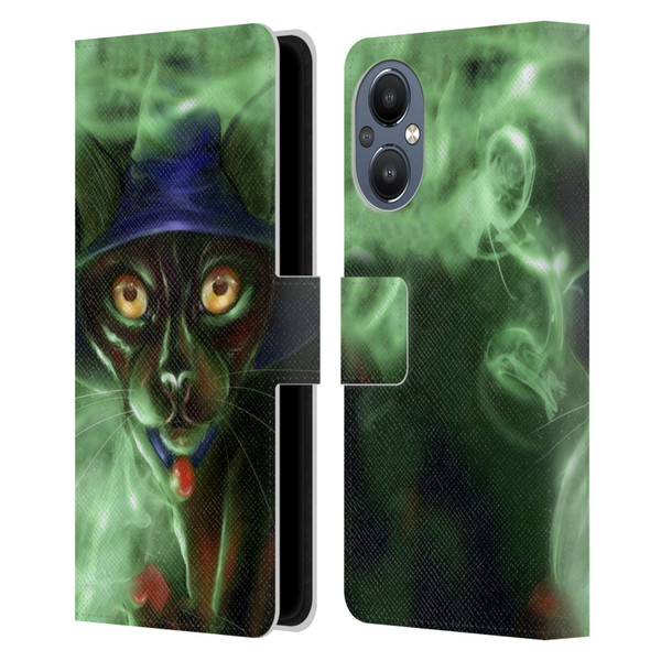 Ash Evans Black Cats Conjuring Magic Leather Book Wallet Case Cover For OnePlus Nord N20 5G