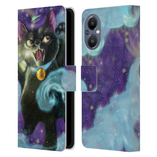 Ash Evans Black Cats Poof! Leather Book Wallet Case Cover For OnePlus Nord N20 5G