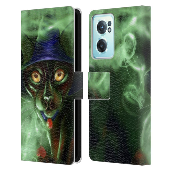 Ash Evans Black Cats Conjuring Magic Leather Book Wallet Case Cover For OnePlus Nord CE 2 5G