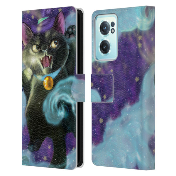 Ash Evans Black Cats Poof! Leather Book Wallet Case Cover For OnePlus Nord CE 2 5G