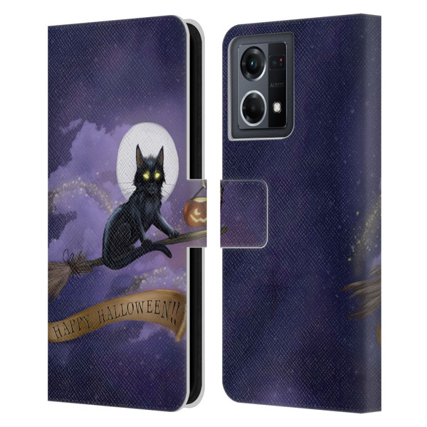 Ash Evans Black Cats Happy Halloween Leather Book Wallet Case Cover For OPPO Reno8 4G