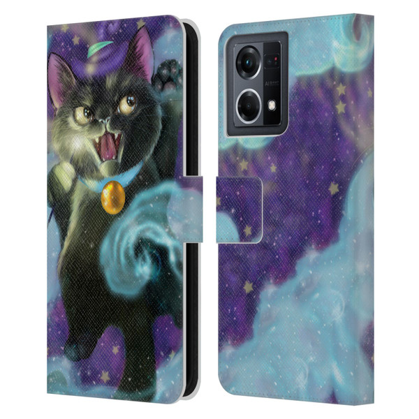 Ash Evans Black Cats Poof! Leather Book Wallet Case Cover For OPPO Reno8 4G