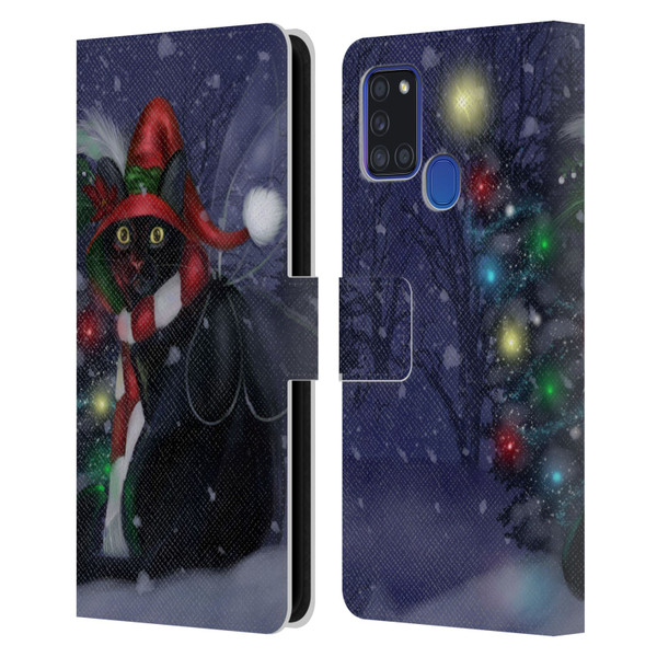 Ash Evans Black Cats Yuletide Cheer Leather Book Wallet Case Cover For Samsung Galaxy A21s (2020)