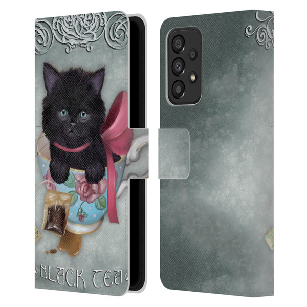 Ash Evans Black Cats Tea Leather Book Wallet Case Cover For Samsung Galaxy A33 5G (2022)