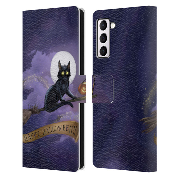 Ash Evans Black Cats Happy Halloween Leather Book Wallet Case Cover For Samsung Galaxy S21+ 5G