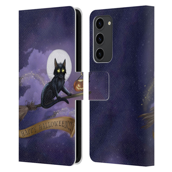 Ash Evans Black Cats Happy Halloween Leather Book Wallet Case Cover For Samsung Galaxy S23+ 5G