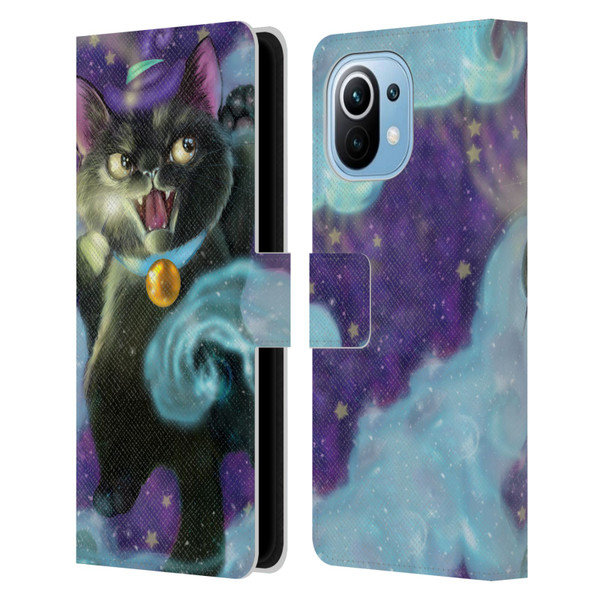Ash Evans Black Cats Poof! Leather Book Wallet Case Cover For Xiaomi Mi 11