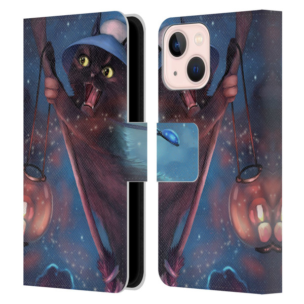 Ash Evans Black Cats 2 Magical Leather Book Wallet Case Cover For Apple iPhone 13 Mini