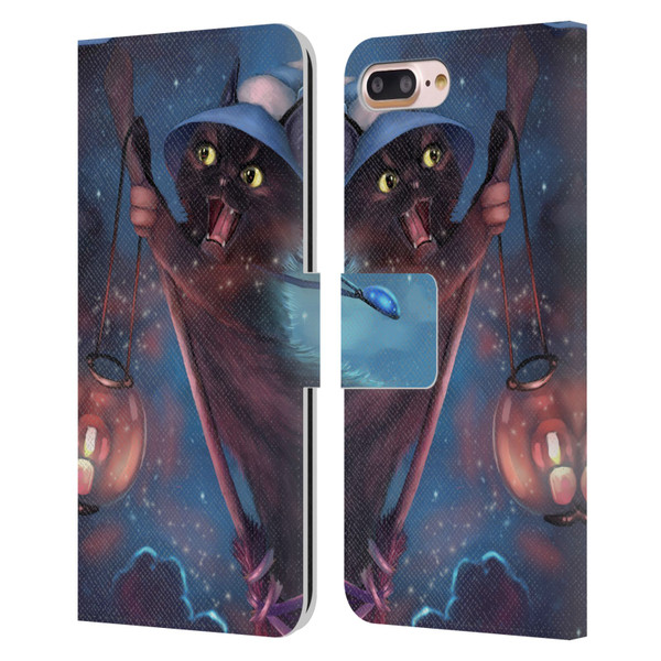 Ash Evans Black Cats 2 Magical Leather Book Wallet Case Cover For Apple iPhone 7 Plus / iPhone 8 Plus