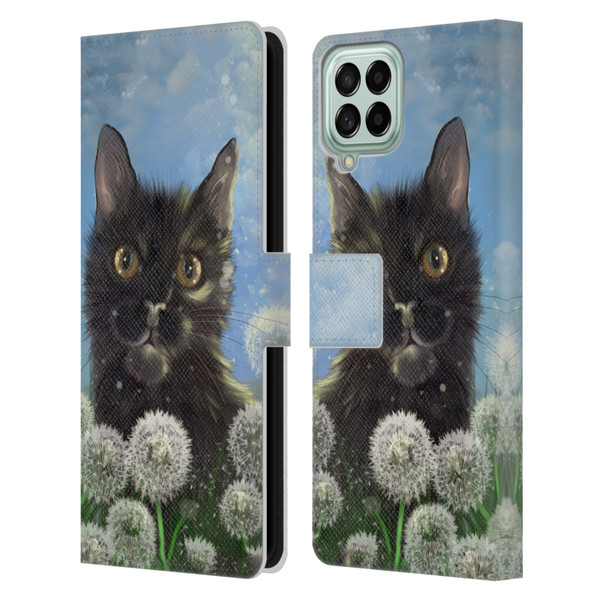 Ash Evans Black Cats 2 Golden Afternoon Leather Book Wallet Case Cover For Samsung Galaxy M53 (2022)
