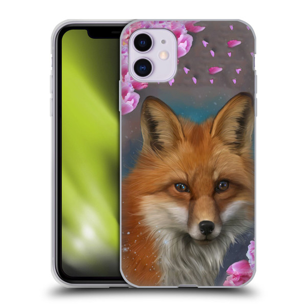 Ash Evans Animals Fox Peonies Soft Gel Case for Apple iPhone 11