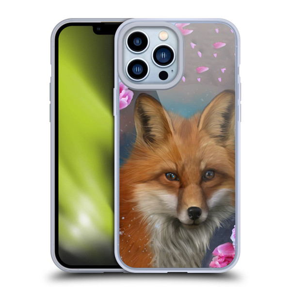 Ash Evans Animals Fox Peonies Soft Gel Case for Apple iPhone 13 Pro Max