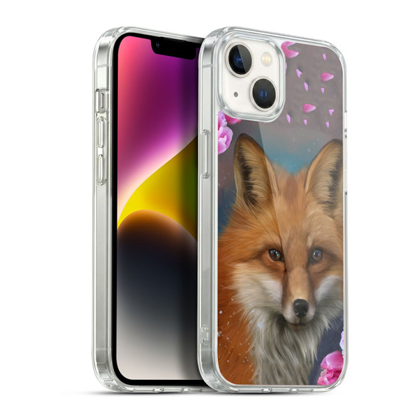 Ash Evans Animals Fox Peonies Soft Gel Case for Apple iPhone 14 Plus & MagSafe