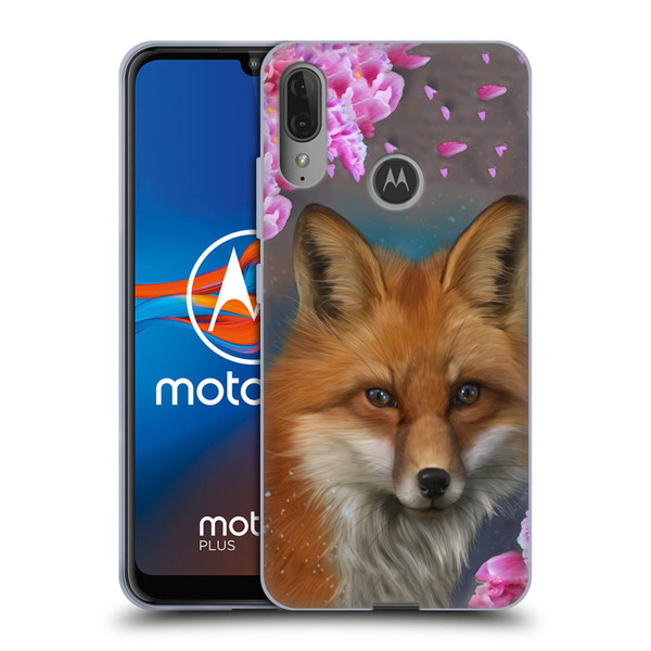 Ash Evans Animals Fox Peonies Soft Gel Case for Motorola Moto E6 Plus
