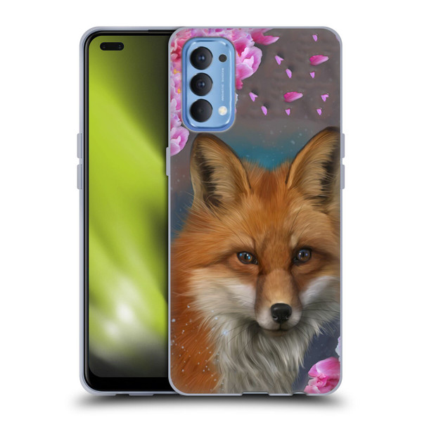 Ash Evans Animals Fox Peonies Soft Gel Case for OPPO Reno 4 5G