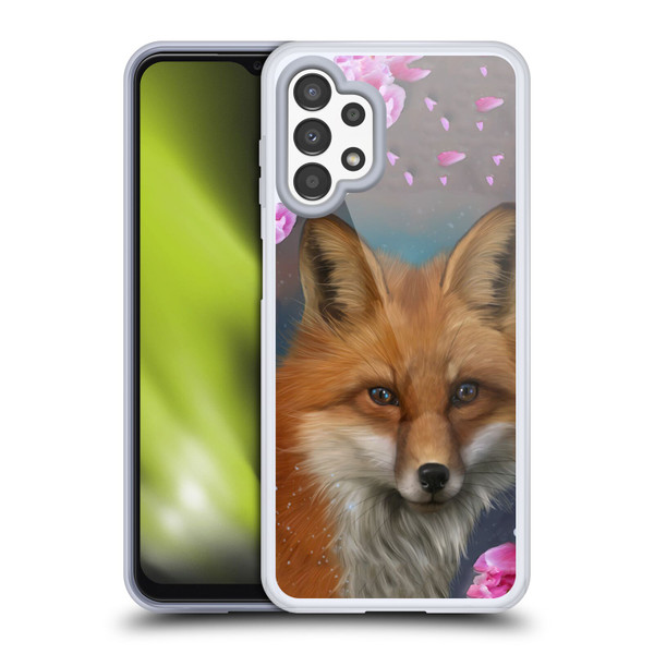 Ash Evans Animals Fox Peonies Soft Gel Case for Samsung Galaxy A13 (2022)